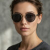 GLD-BLK(42) Irayz Classic Round Sunglasses - Gold Black