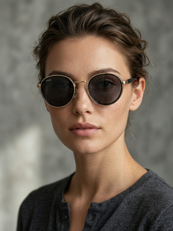 GLD-BLK(42) Irayz Classic Round Sunglasses - Gold Black