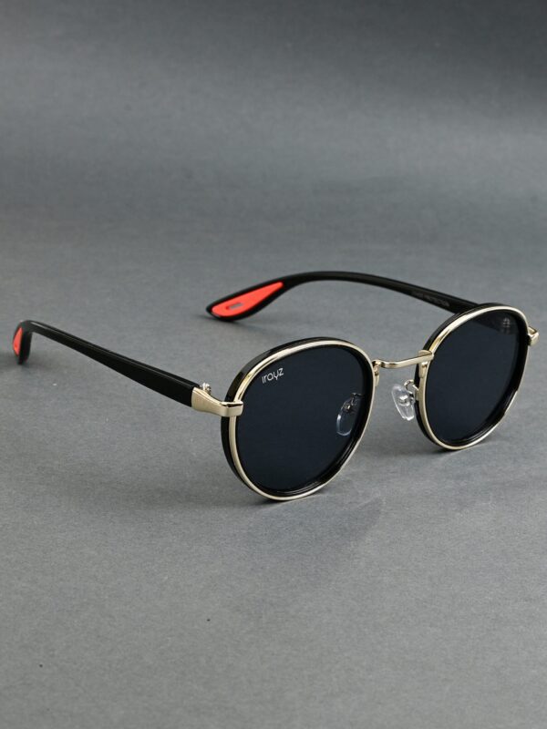 GLD-BLK(44) Irayz Classic Round Sunglasses - Gold Black