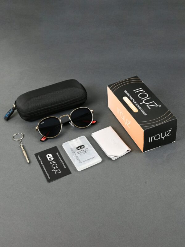 GLD-BLK(50) Irayz Classic Round Sunglasses - Gold Black