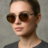 GLD-BRN(42) Irayz Classic Round Sunglasses - Gold Brown