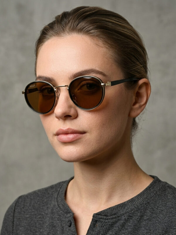 GLD-BRN(42) Irayz Classic Round Sunglasses - Gold Brown