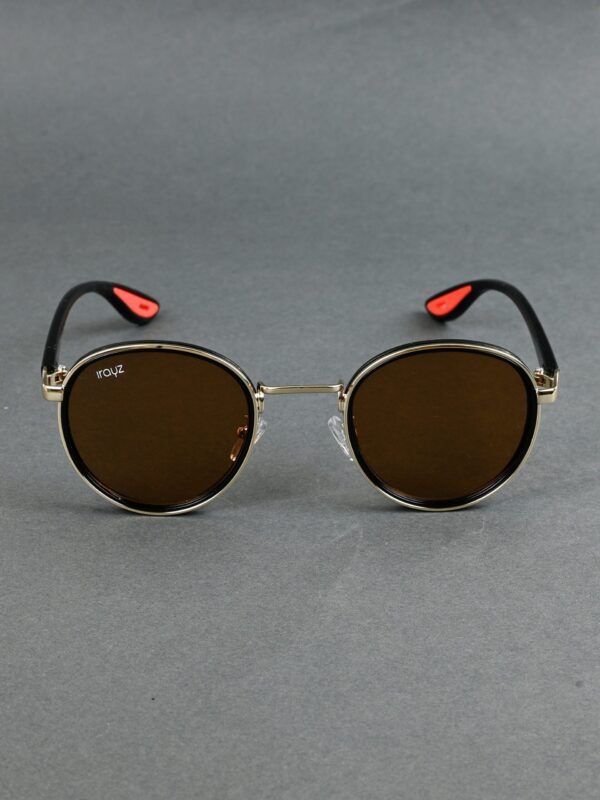 GLD-BRN(43) Irayz Classic Round Sunglasses - Gold Brown