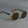 GLD-BRN(44) Irayz Classic Round Sunglasses - Gold Brown