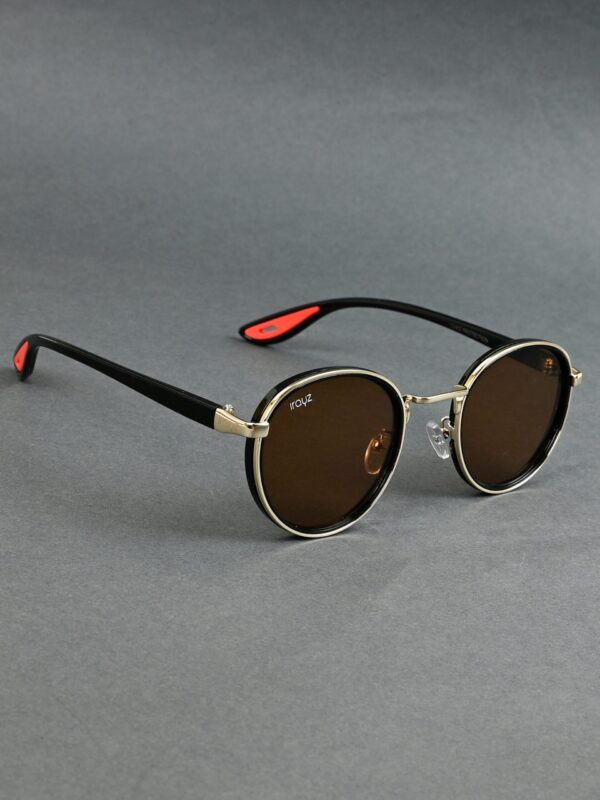 GLD-BRN(44) Irayz Classic Round Sunglasses - Gold Brown
