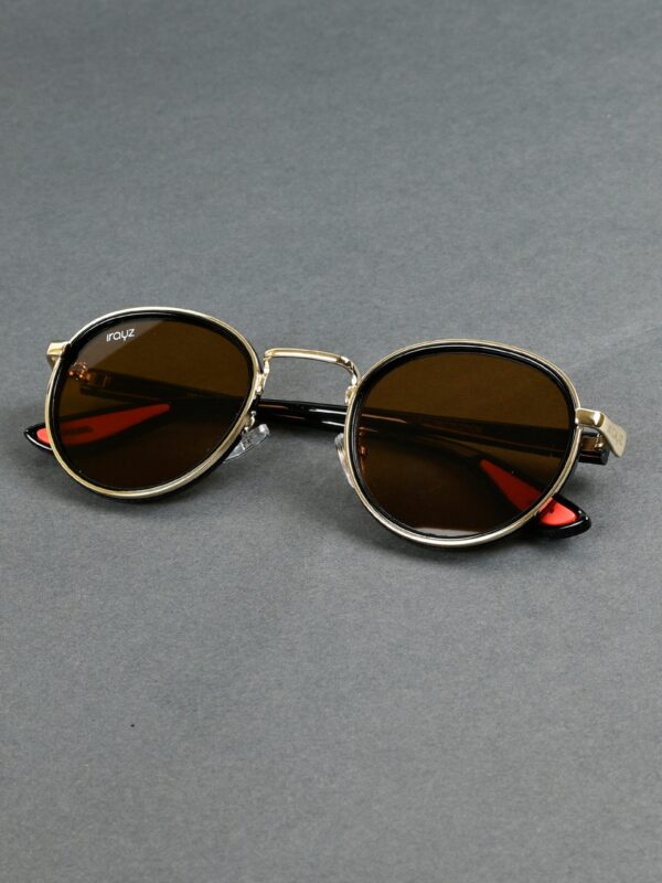 GLD-BRN(47) Irayz Classic Round Sunglasses - Gold Brown