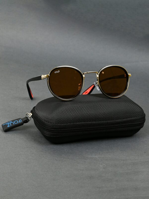 GLD-BRN(48) Irayz Classic Round Sunglasses - Gold Brown