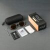 GLD-BRN(50) Irayz Classic Round Sunglasses - Gold Brown