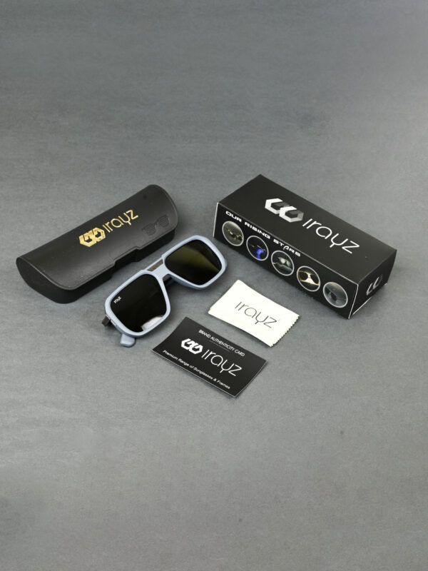 GRY-BLK (7) Irayz Square Polarized Premium Sunglasses - Grey Black