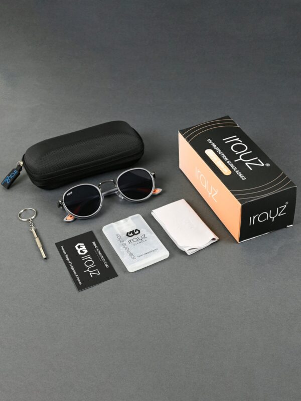 Irayz Classic Round Sunglasses - Grey Black